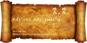 Kürti Kálmán névjegykártya