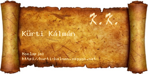 Kürti Kálmán névjegykártya